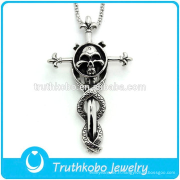 Épée de croix crucifix en acier inoxydable L-P0003 charmante avec pendentif tête de mort